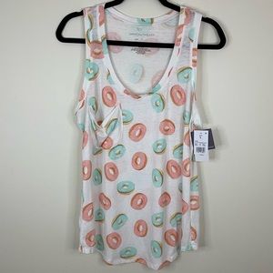 Grayson Threads Hello Gorgeous Scoop Neck White Donut   Tank Top Size Large